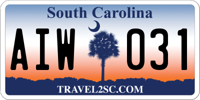 SC license plate AIW031