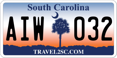 SC license plate AIW032