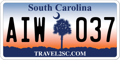 SC license plate AIW037