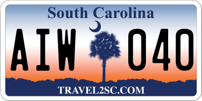 SC license plate AIW040