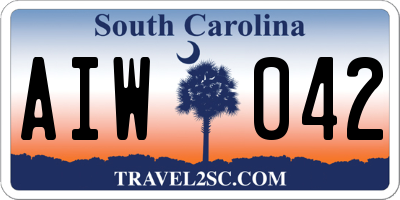 SC license plate AIW042