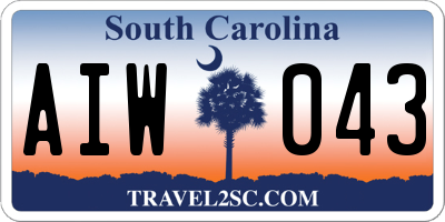 SC license plate AIW043