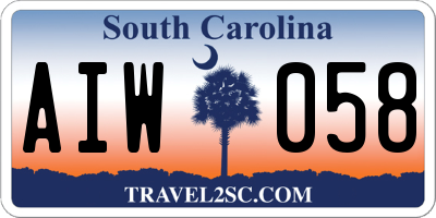 SC license plate AIW058