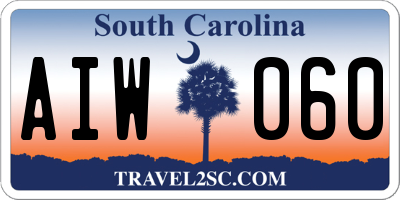 SC license plate AIW060