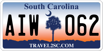 SC license plate AIW062