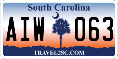 SC license plate AIW063