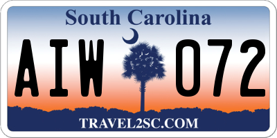 SC license plate AIW072