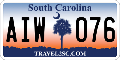 SC license plate AIW076