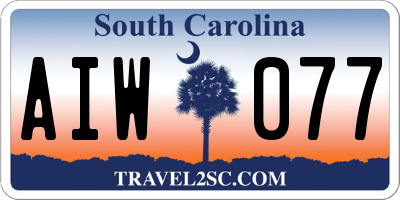 SC license plate AIW077