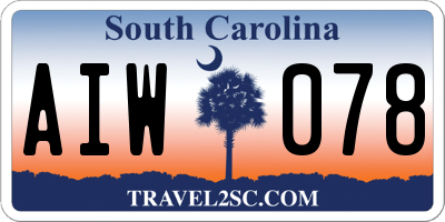 SC license plate AIW078