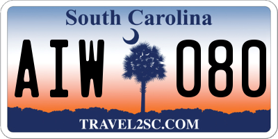 SC license plate AIW080