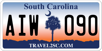SC license plate AIW090