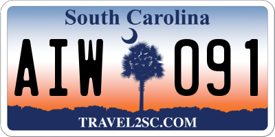 SC license plate AIW091