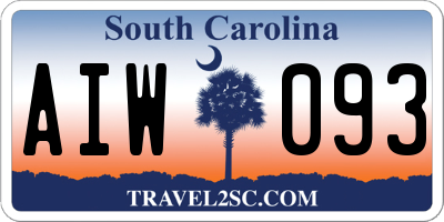SC license plate AIW093