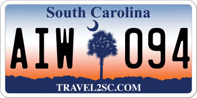 SC license plate AIW094