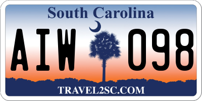 SC license plate AIW098