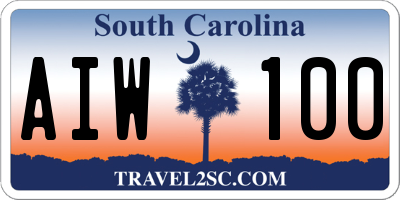 SC license plate AIW100