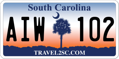 SC license plate AIW102