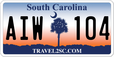 SC license plate AIW104
