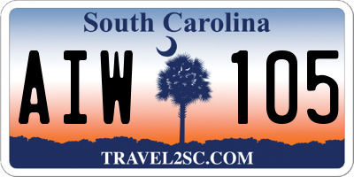SC license plate AIW105