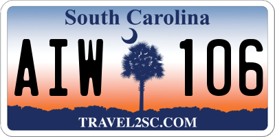 SC license plate AIW106