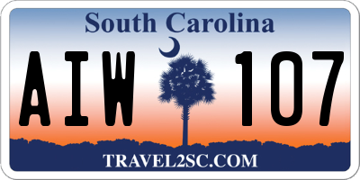 SC license plate AIW107