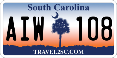 SC license plate AIW108