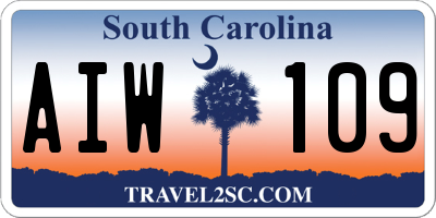 SC license plate AIW109