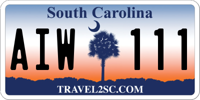 SC license plate AIW111