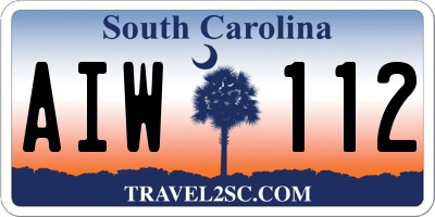 SC license plate AIW112