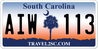 SC license plate AIW113