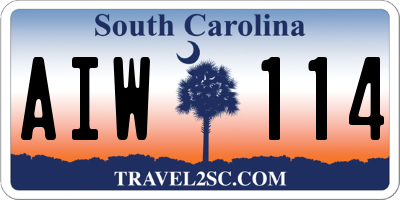 SC license plate AIW114