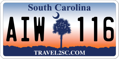 SC license plate AIW116