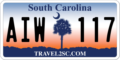 SC license plate AIW117