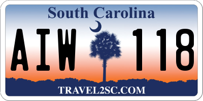 SC license plate AIW118