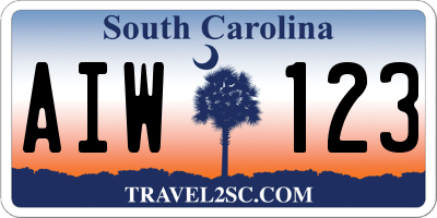 SC license plate AIW123