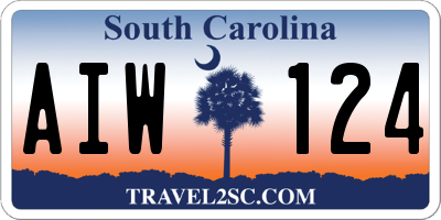 SC license plate AIW124