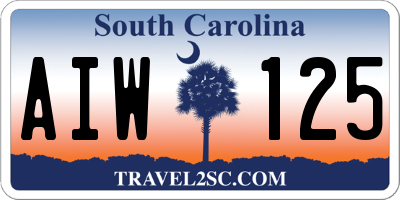 SC license plate AIW125