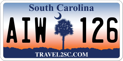 SC license plate AIW126