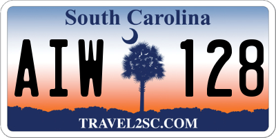 SC license plate AIW128