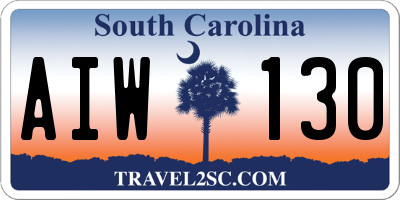 SC license plate AIW130