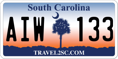 SC license plate AIW133