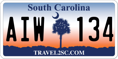 SC license plate AIW134