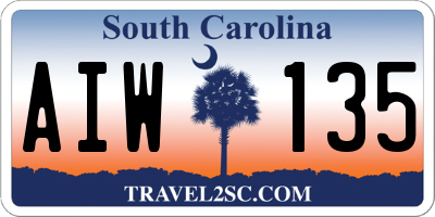 SC license plate AIW135