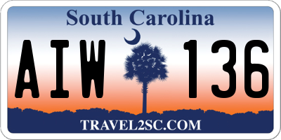 SC license plate AIW136