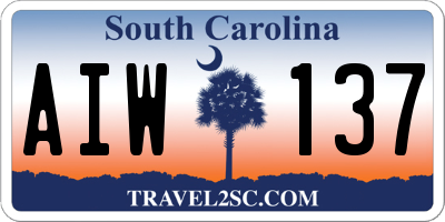 SC license plate AIW137