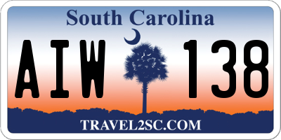 SC license plate AIW138