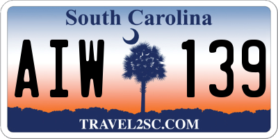SC license plate AIW139