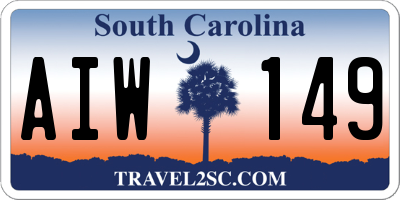 SC license plate AIW149