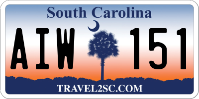 SC license plate AIW151